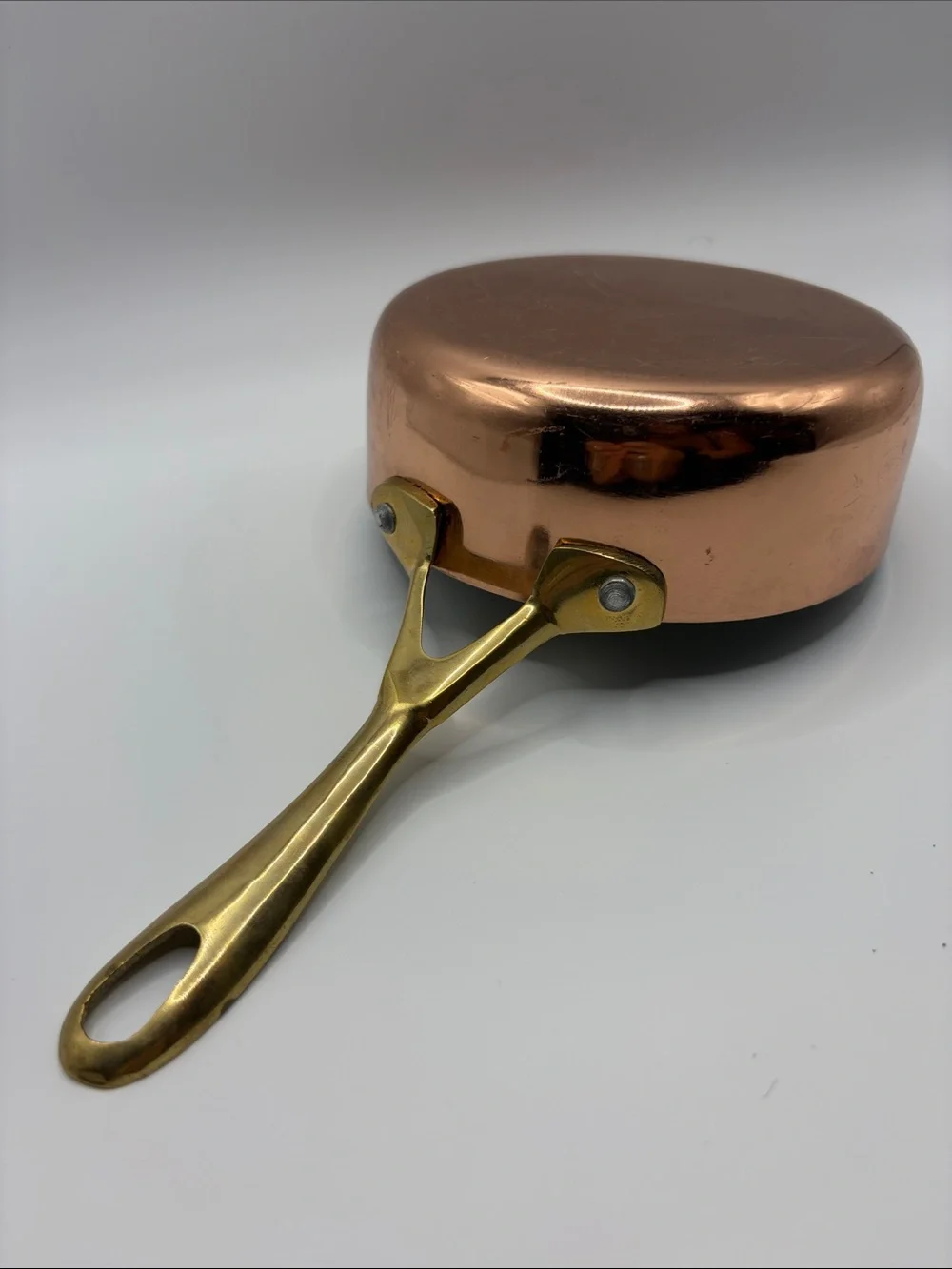 Mini Copper Sauté Pan with Brass Handle Cookware Kitchenware Farmhouse Cottage